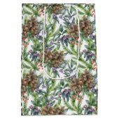 松のコーン模様メリークリスマスフローラ ミディアムペーパーバッグ (裏面)