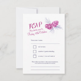 松のコーン海軍と梅の結婚式RSVP 出欠カード