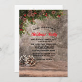 松のコーン、松の木の枝クリスマスパーティー 招待状 (正面/裏面)