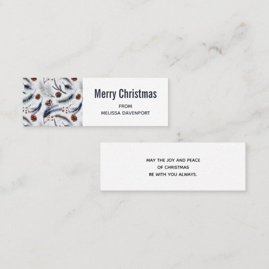 松のコーン&松の針クリスマスパターン スキニー名刺 (正面/裏面)