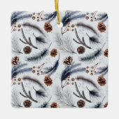 松のコーン&松の針クリスマスパターン セラミックオーナメント (正面)