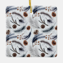 松のコーン&松の針クリスマスパターン セラミックオーナメント