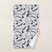 松のコーン&松の針クリスマスパターン バスタオルセット (ハンドタオル)