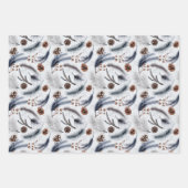 松のコーン&松の針クリスマスパターン ラッピングペーパーシート (正面3)