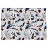 松のコーン&松の針クリスマスパターン ラージペーパーバッグ (正面)