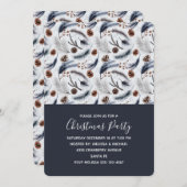 松のコーン&松の針クリスマスパターン 招待状 (正面/裏面)