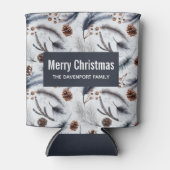 松のコーン&松の針クリスマスパターン 缶クーラー (正面)