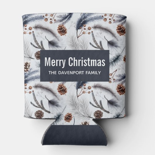 松のコーン&松の針クリスマスパターン 缶クーラー (裏面)