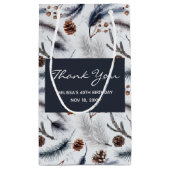 松のコーン&松の針冬のパターンありがとう スモールペーパーバッグ (裏面)