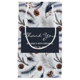 松のコーン&松の針冬のパターンありがとう スモールペーパーバッグ