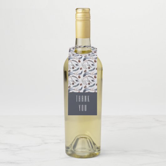 松のコーン&松の針冬のパターンありがとう ボトルネックタグ (ボトル)