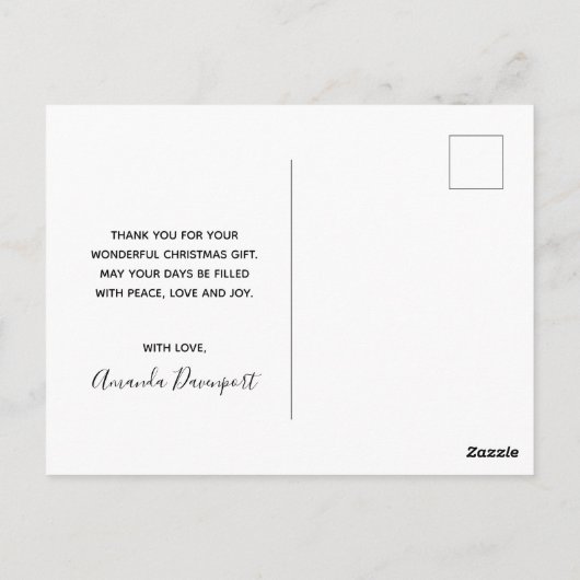 松のコーン&松の針冬のパターンありがとう ポストカード (裏面)