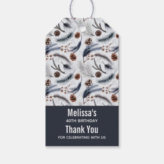 松のコーン&松の針水の色パターン ギフトタグ (正面)