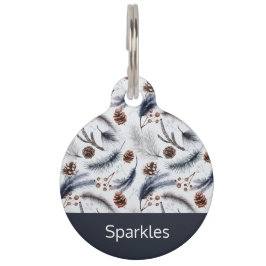 松のコーン&松の針水の色パターン ペット　ネームタグ