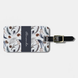 松のコーン&松の針水の色パターン ラゲッジタグ