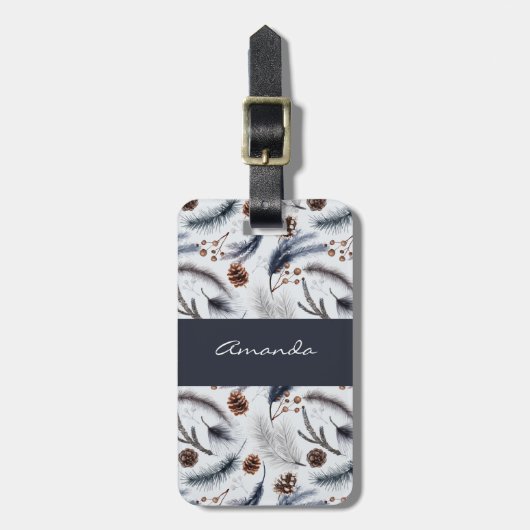 松のコーン&松の針水の色パターン ラゲッジタグ (正面縦)