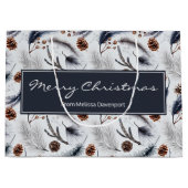 松のコーン&松の針水の色パターン ラージペーパーバッグ (正面)