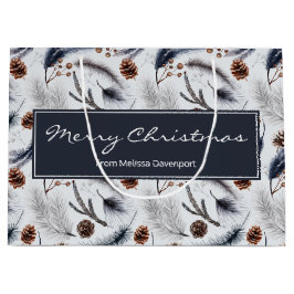 松のコーン&松の針水の色パターン ラージペーパーバッグ