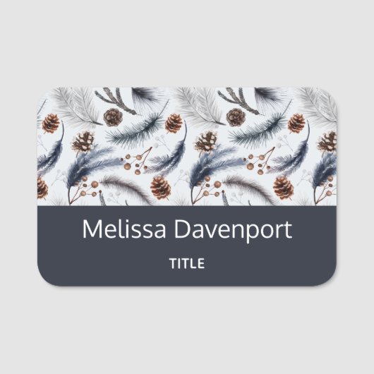 松のコーン&松の針水の色パターン 名札 (正面)