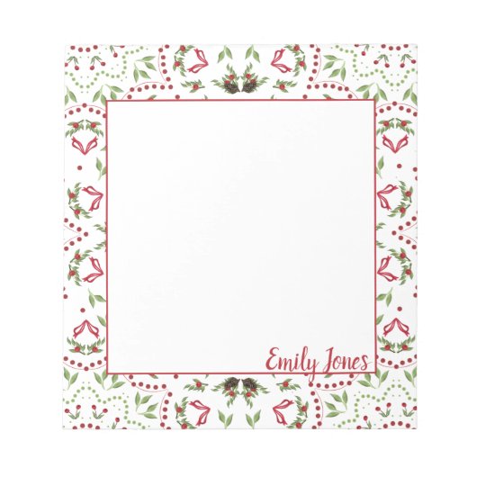 松のコーン、果実のマンダラノートパッドパーソナライズされた ノートパッド (正面)