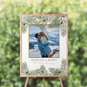 松のコーン&金ゴールドのクリスマス結婚の葉の歓迎 ポスター