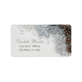 松のコーン，雪の結晶クリスマス ラベル