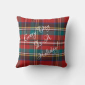 松のタータンチェックシルエット付き赤い格子板 クッション (裏面)