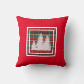 松のタータンチェックシルエット付き赤い格子板 クッション (裏面)