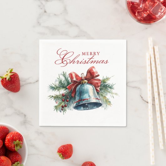 松のブランチとクリスマスベルメリークリスマス スタンダードカクテルナプキン (インサイチュ)