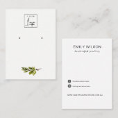 松のミニマル枝葉スタッドイヤリングディスプレイ 名刺 (正面/裏面)