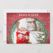 松のリースのクリスマス写真ホリデーカード シーズンカード (正面)