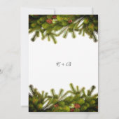 松のリースの冬のクリスマス+エンゲージメント+パーティー 招待状 (裏面)
