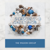 松のリースの季節の挨拶ビジネスギフト ワインラベル (シングルラベル)