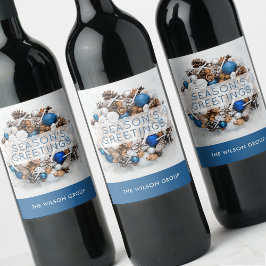 松のリースの季節の挨拶 ビジネスギフト ワインラベル