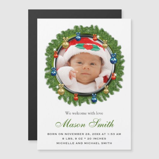 松のリース写真クリスマス誕生のお知らせ (正面/裏面)