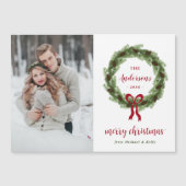 松のリース メリークリスマス マグネット写真カード (正面)