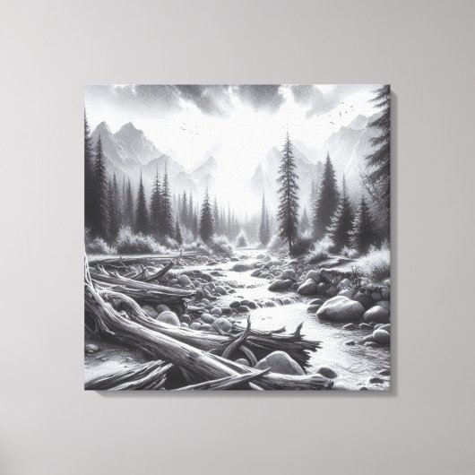 松の丘に夜明けが訪れる キャンバスプリント (正面)