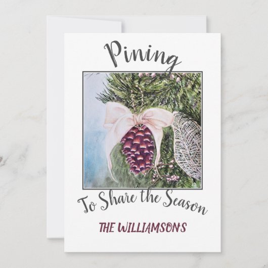 松の円錐とリボンと写真 シーズンカード (正面)