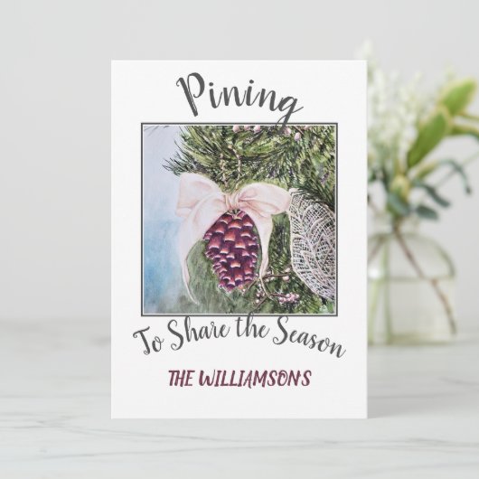 松の円錐とリボンと写真 シーズンカード (スタンド正面)