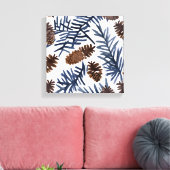 松の円錐と枝 | 水彩絵を描冬 キャンバスプリント (インサイチュ (リビング))