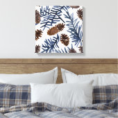 松の円錐と枝 | 水彩絵を描冬 キャンバスプリント (インサイチュ (寝室))