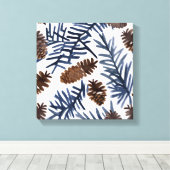 松の円錐と枝 | 水彩絵を描冬 キャンバスプリント (インサイチュ (ウッドフロア))