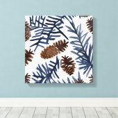 松の円錐と枝 | 水彩絵を描冬 キャンバスプリント (インサイチュ (ウッドフロア))