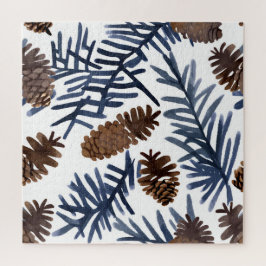 松の円錐と枝 | 水彩絵を描冬 ジグソーパズル