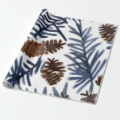 松の円錐と枝 | 水彩絵を描冬 ラッピングペーパー (アンロールド)