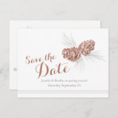 松の円錐のカード結婚を保存 案内ポストカード (正面/裏面)