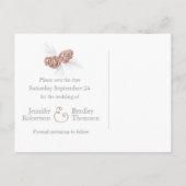 松の円錐のカード結婚を保存 案内ポストカード (裏面)