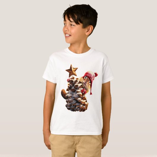 松の円錐の木のあるチマンク Tシャツ (正面フル)