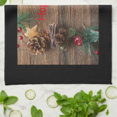 松の円錐形の木製の背景 キッチンタオル (折り畳み)