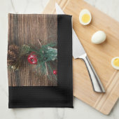 松の円錐形の木製の背景 キッチンタオル (四つ折り)